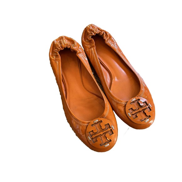 Tory Burch Shoes - Tory Burch Reva Ballet Flats Womens 7 M Orange Patent Leather Shoes Slip On
